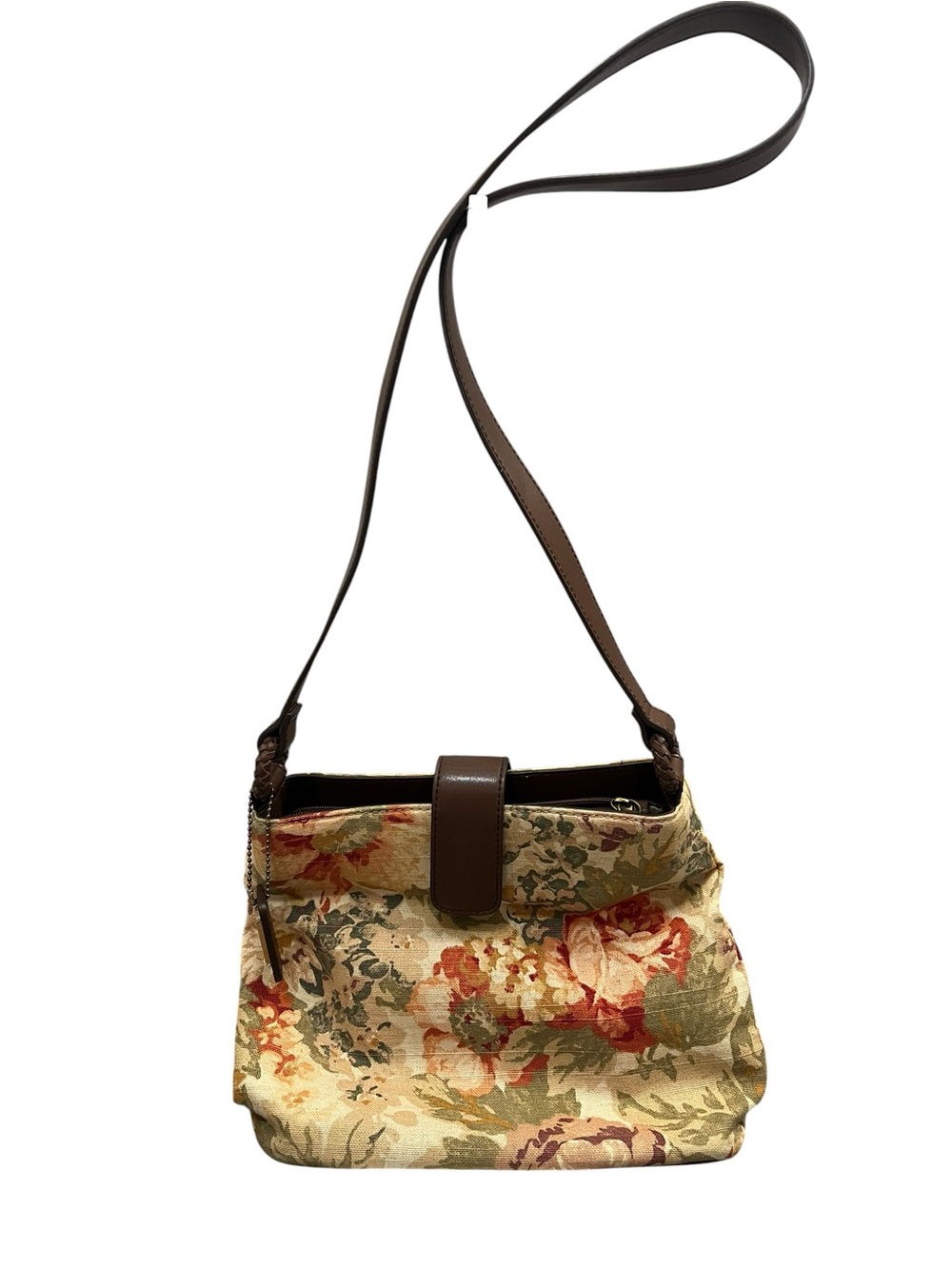Relic Floral Canvas tapestry Shoulder Bag with Brown Trim EUC - Picture 6 of 9